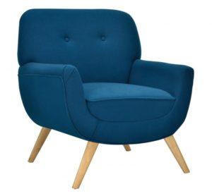 Fauteuil Scandinave bleu canard - Camille